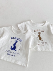New Arrival Summer Baby Kids Unisex Short Sleeves Animal and Letters Pattern Top T-shirt Wholesale