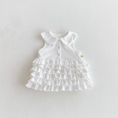 2025 Summer Infant Baby Girls Solid Color Ruffle Sleeveless Dress Wholesale