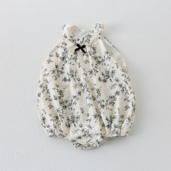 2025 Summer Infant Baby Kids Girls Sleeveless Thin Flowers Pattern Onesies Wholesale