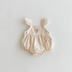 2025 Autumn Infant Baby Kids Girls Floral Pattern Long Sleeves Top With Sleeveless Onesies Overalls Cute Sets Wholesale