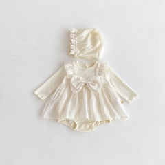 2025 Autumn Infant Baby Kids Girls Long Sleeves Flowers Pattern Embroidered Onesies Dress Wholesale