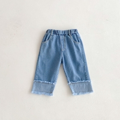 2025 Autumn Baby Girls Color Patchwork Denim Pants Wholesale