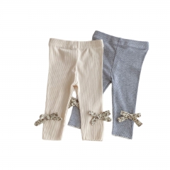 2025 New Arrival Baby Kids Girls Butterfly-bows Decorated Leggings In Winter and Autumn Wholesale