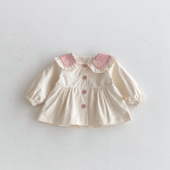 New Arrivals Autumn Baby Girls Long Sleeves Color Patchwork Coat Wholesale