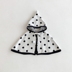 New Winter Infant Baby Kids Girls Polka Dots Pattern Hooded Long Sleeves Knitted Cape Wholesale