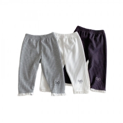 2025 New Arrival Baby Kids Girls Butterfly-bows Embroidered Pants In Spring and Autumn Wholesale