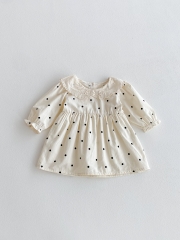 New Arrival Autumn Infant Baby Kids Girls Stylish Dots Pattern Princess Long Sleeves Dress Wholesale