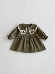 New Arrival Autumn Infant Baby Kids Girls Stylish Color Patchwork Princess Long Sleeves Dress Wholesale