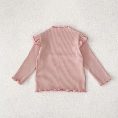 New Arrivals Autumn Baby Girls Long Sleeves Solid Color Top Wholesale