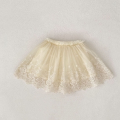 Infant Baby Girls Solid Color One Piece Flowers Embroidered Tulle Mesh Skirt in Autumn Wholesale