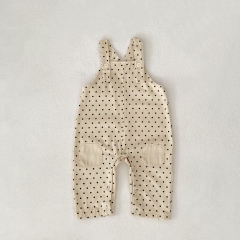 2025 Autumn Infant Baby Kids Unisex Sleeveless Dots Pattern Strap Overalls Wholesale