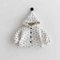 New Arrival Autumn and Winter Infant Baby Girls Butterfly-bows Pattern Long Sleeves Coat Wholesale