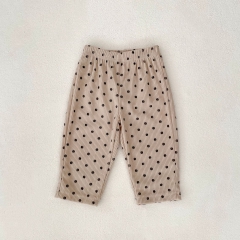 2025 New Arrival Baby Kids Unisex Polka Dots Pattern Corduroy Pants In Spring and Autumn Wholesale
