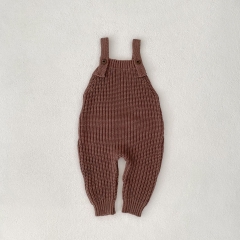 2025 Autumn Infant Baby Kids Unisex Sleeveless Solid Color Knitted Overalls Wholesale