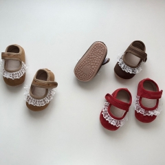 2025 New Autumn Infant Baby Girls Lace Decorated Slip-resistant Toddler Shoes Wholesale