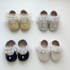 2025 New Autumn Infant Baby Girls Rabbit Pattern Beaded Slip-resistant Toddler Shoes Wholesale