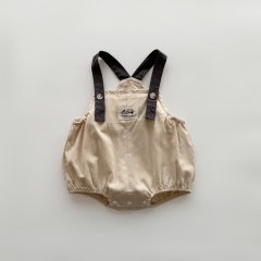 2025 Autumn Infant Baby Kids Unisex Sleeveless Color Patchwork Strap Onesies Overalls Wholesale