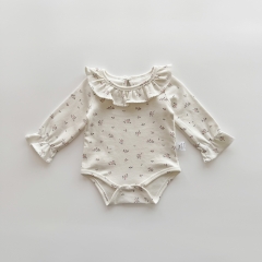 Autumn Infant Baby Girls Simple Casual Pattern Long Sleeves One Piece Onesies Wholesale