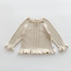 New Arrival Spring Baby Girls Long Sleeves Jacquard Pattern Sweater Wholesale