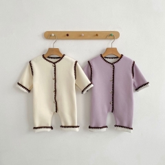 Autumn and Winter Infant Baby Unisex Geometric Pattern Long Sleeve One Piece Fleece Romper Wholesale