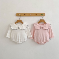 Autumn Infant Baby Girls Plain Long Sleeves Simple One Piece Onesies Wholesale
