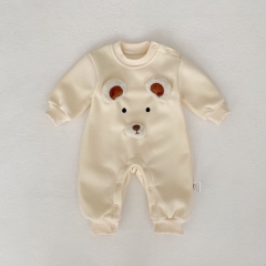 Autumn and Winter Infant Baby Unisex Teddy Bear Cartoon Pattern Long Sleeve One Piece Romper Wholesale
