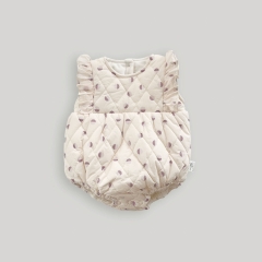 Winter Infant Baby Girls Geometric Pattern Thick Cotton-Padded Sleeveless One Piece Onesies Wholesale