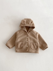New Arrival Autumn and Winter Infant Baby Unisex Fluffy Warm Long Sleeves Hooded Coat Wholesale