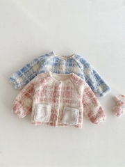 New Arrival Autumn and Winter Infant Baby Unisex Fluffy Warm Long Sleeves Plaid Coat Wholesale