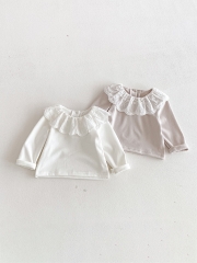 New Arrival Autumn Baby Kids Girls Long Sleeves Flowers Pattern Collar Top for Stylish Girls Wholesale