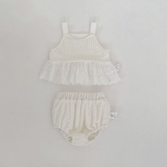 2026 Spring and Summer Infant Baby Kids Girls Sleeveless Patchwork Top with Bloomers Sets Wholesale