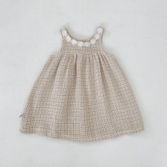 Spring and Autumn Infant Baby Girls Plaid Pattern Sleeveless One Piece Stylish Dress Wholesale