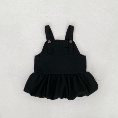 Spring and Autumn Infant Baby Girls Floral Pattern or Plain Sleeveless One Piece Stylish Dress Wholesale