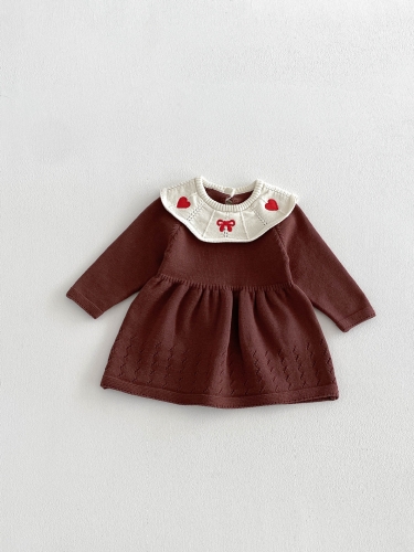 Spring and Autumn Infant Baby Girls Color Patchwork Long Sleeves One Piece Geometric Pattern Dress Wholesale