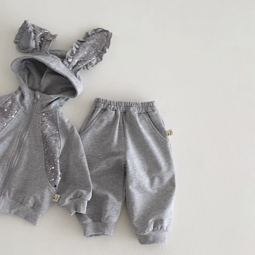 2026 Spring and Autumn Infant Baby Kids Girls Long Sleeves Sequin Coat with Pants Sets Wholesale