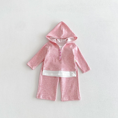 2026 Spring and Autumn Infant Baby Kids Girls Long Sleeves Color Patchwork Top with Pants Sets Wholesale