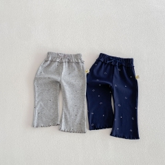 2026 Spring and Autumn New Arrival Baby Kids Girls Smiling Face Pattern Pants Wholesale