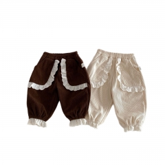 2026 Spring and Autumn New Arrival Baby Kids Girls Flowers Pattern Color Patchwork Pants Wholesale