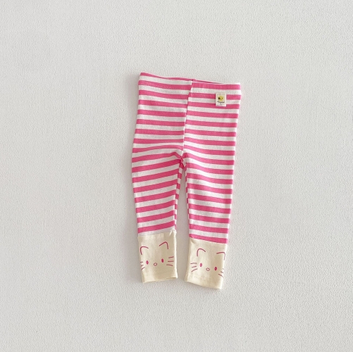 2026 Spring and Autumn Infant Baby Kids Girls Long Sleeves Cartoon Pattern Color Patchwork Pullover with Striped Pants Sets Wholesale