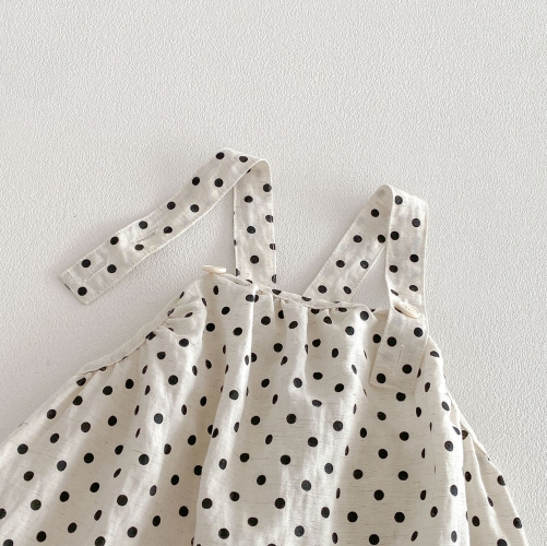 2026 Spring and Autumn Infant Baby Kids Girls Long Sleeves Letters Pattern Top with Dots Pattern Overalls Sets Wholesale