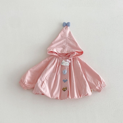 New Arrival Spring Baby Kids Girls Long Sleeves Cartoon Pattern Hooded Coat for Stylish Girls Wholesale