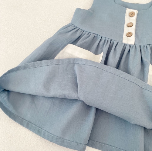 Summer Infant Baby Girls Sleeveless Flowers Embroidered One Piece Dress Wholesale