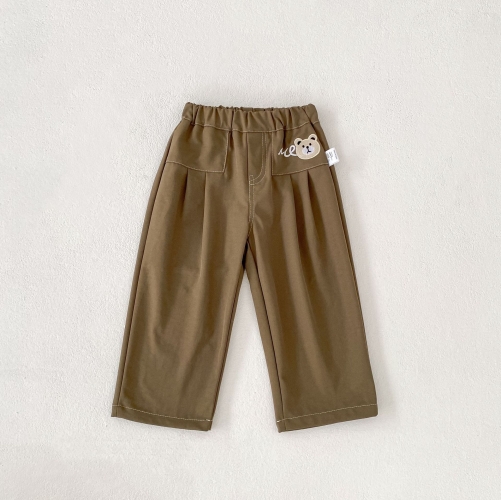 2026 Spring and Autumn New Arrival Baby Kids Unisex Teddy Embroidered Pattern Pants Wholesale