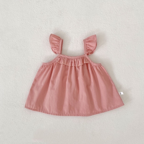 2026 Summer Infant Baby Kids Girls Sleeveless Pink Top Vest with Floral Shorts Sets Wholesale