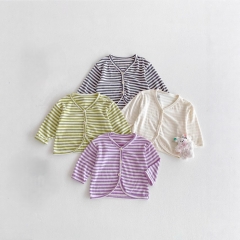 New Arrival Summer Infant Baby Boys and Girls Striped Pattern Long Sleeves Top Wholesale