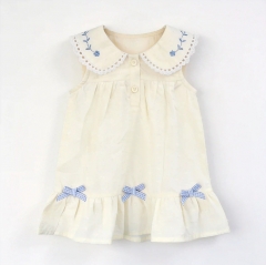 Summer Infant Baby Girls Butterfly-bows and Flowers Pattern Sleeveless One Piece Stylish Dress Wholesale