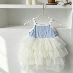 Summer Infant Baby Girls Cute Color Patchwork Sleeveless One Piece Dress Wholesale