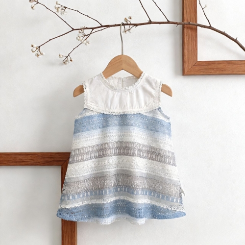 Summer Infant Baby Girls Cute Striped Pattern Sleeveless One Piece Dress Wholesale