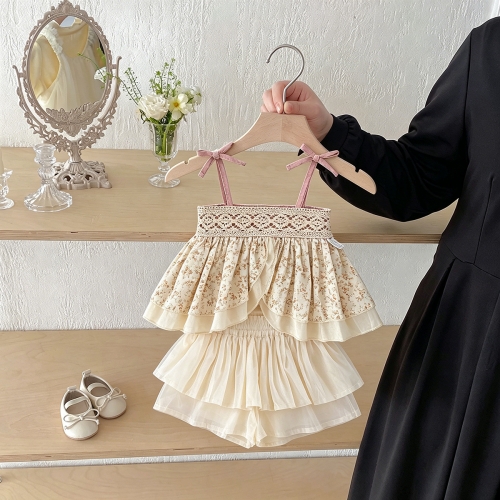 2026 Summer Infant Baby Kids Girls Sleeveless Vintage Top Vest with Shorts Sets Wholesale