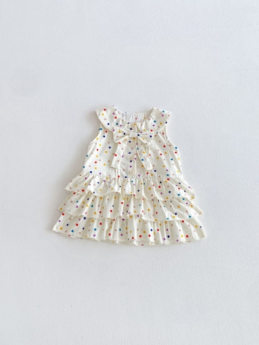Summer Infant Baby Girls Cute Dots Pattern Sleeveless Dress Wholesale